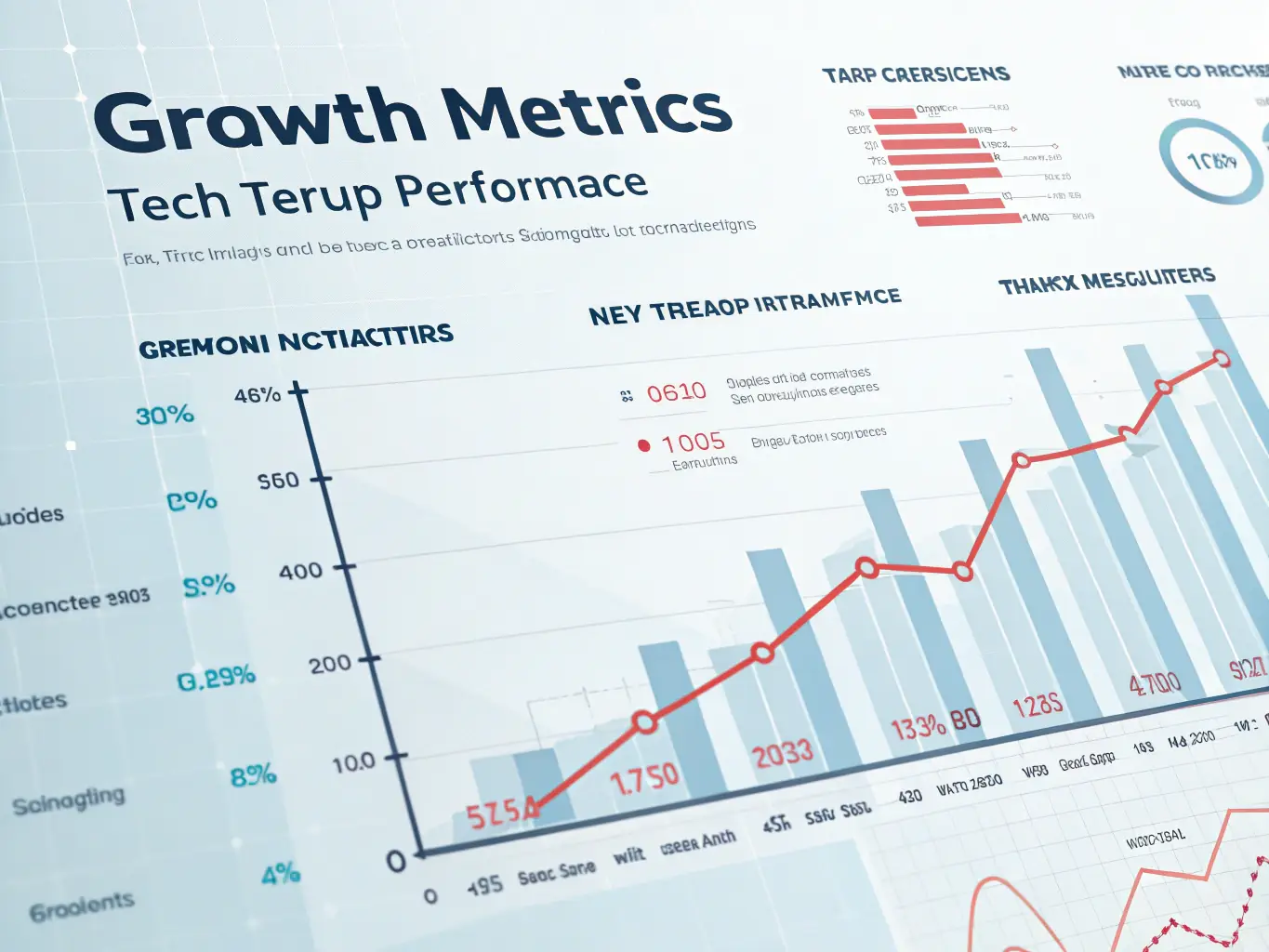 An infographic illustrating growth metrics, social media icons, and upward trending arrows, symbolizing business expansion.